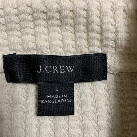 J. Crew Women Waffle-Knit Button-Up Large Cream Gold-Button Shirt-Jacket Quiet - Picture 10 of 14